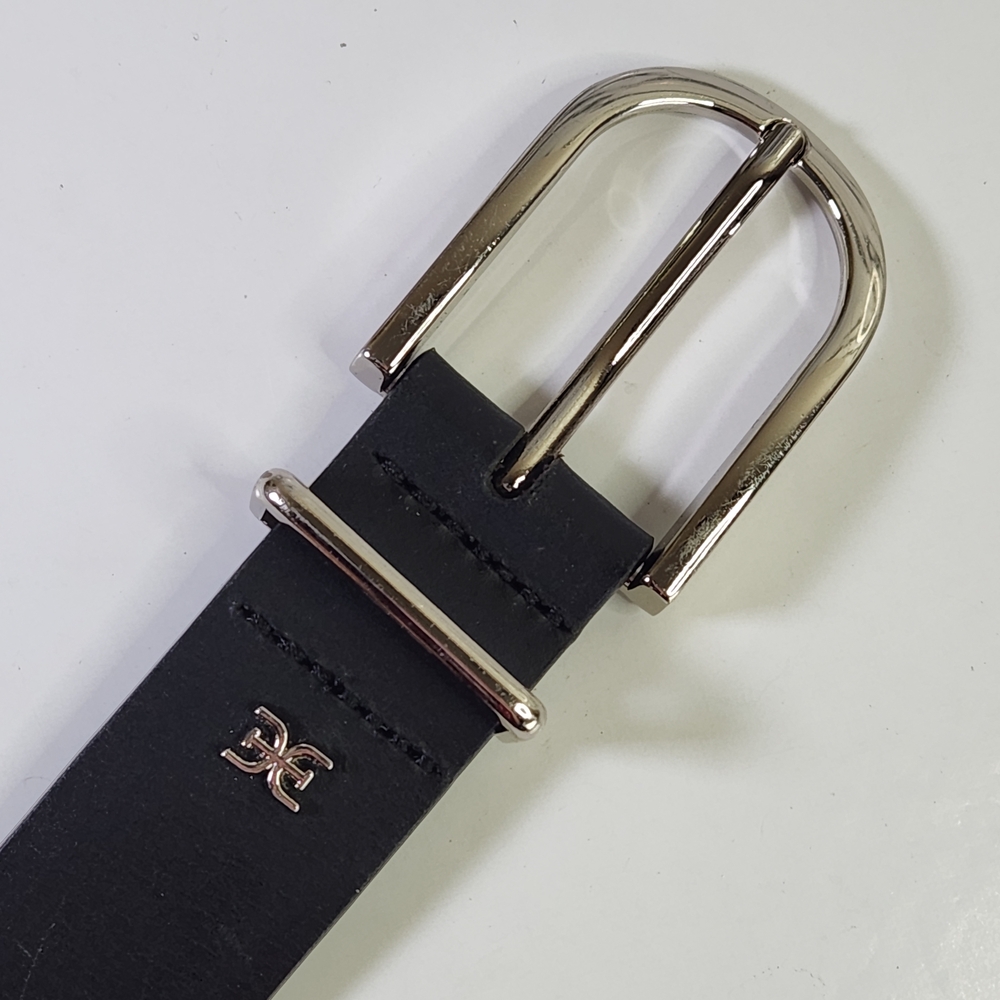 Sam Edelman Belt. Genuine Leather. Black Leather Belt with Silver Buckle